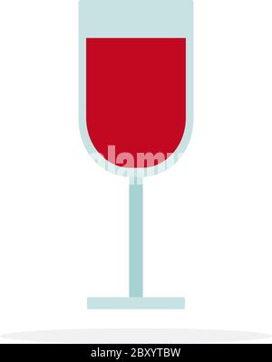 Verre de vin rouge vecteur plat isolé Illustration de Vecteur