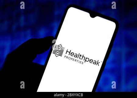 Dans cette illustration, le logo Healthpic Properties s'affiche sur un smartphone. Banque D'Images