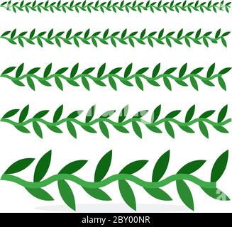 Plantes Ivy de différentes tailles dans une rangée plate isolée Illustration de Vecteur