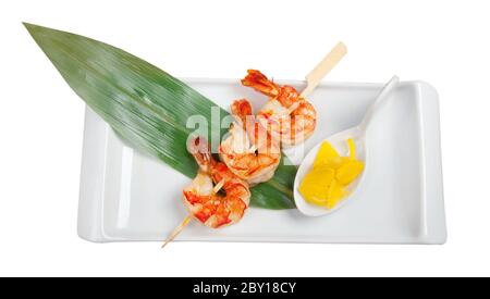 Brochettes de crevettes royales japonais Banque D'Images