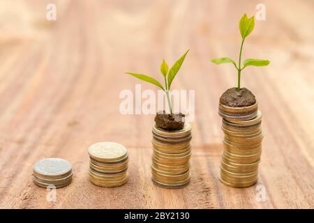 Image Indian cinq roupies pièces arrangées dans l'ordre croissant.symbole de droit investment.grow votre argent.