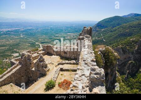 Ruines du vieux fort de Mystras, Grèce Banque D'Images