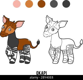 Livre de coloriage pour enfants, Okapi Illustration de Vecteur