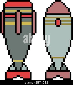 missile nuke vectoriel pixel art isolé Illustration de Vecteur