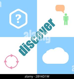 concept social. mot découvrir . Peut être utilisé pour la mise en page du flux de travail, le diagramme, les options de pas de métier, la bannière Banque D'Images