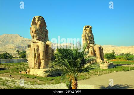 Colossi de memnon à Louxor Egypte Banque D'Images