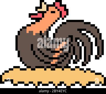 poulet vectoriel pixel art isolé Illustration de Vecteur