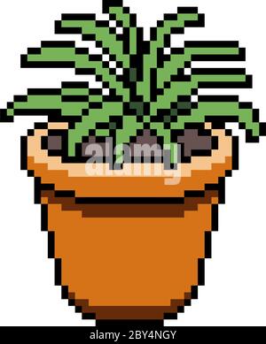 pot de plantes vector pixel art isolé Illustration de Vecteur