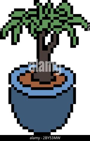 pot de plantes vector pixel art isolé Illustration de Vecteur