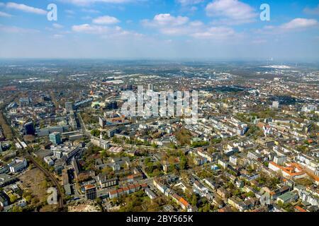 Centre ville de Dortmund vue de l'est, 10.04.2020, vue aérienne, Allemagne, Rhénanie-du-Nord-Westphalie, région de la Ruhr, Dortmund Banque D'Images