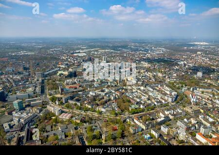 Centre ville de Dortmund vue de l'est, 10.04.2020, vue aérienne, Allemagne, Rhénanie-du-Nord-Westphalie, région de la Ruhr, Dortmund Banque D'Images