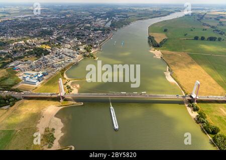 Rénovation du pont sur le Rhin B220 à Emmerich, 01.08.2019, vue aérienne, Allemagne, Rhénanie-du-Nord-Westphalie, Basse-Rhin, Emmerich am Rhein Banque D'Images