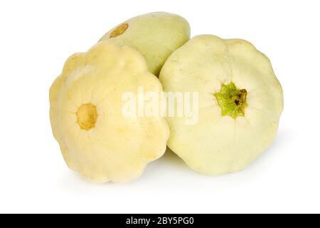 Pattypan blanc Squash isolated on white Banque D'Images