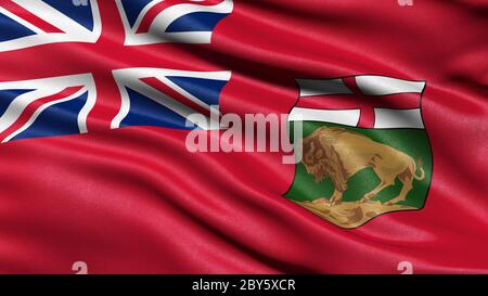 Drapeau du Manitoba agitant dans le vent. Illustration 3D. Banque D'Images