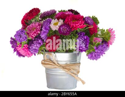 bouquet de fleurs d'aster dans vase Banque D'Images