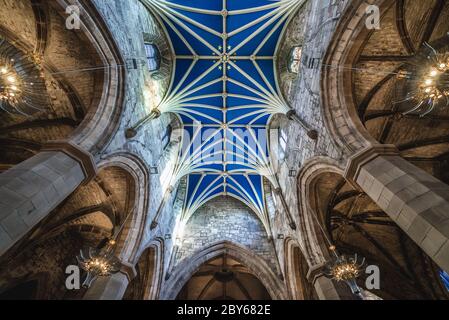 Plafond sur la nef centrale dans la cathédrale St Giles également appelé le haut Kirk d'Édimbourg à Édimbourg, la capitale de l'Écosse, une partie du Royaume-Uni Banque D'Images