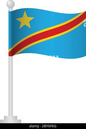 Drapeau de la République démocratique du Congo. Drapeau national de la République démocratique du Congo sur le vecteur polaire Illustration de Vecteur