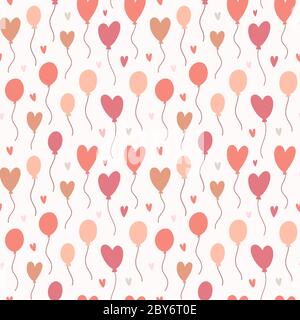 Motif ballon, jolis balons en forme de coeur, illustration dessinée à la main, dessin de caniche simple, arrière-plan romantique pour carte ou cadeau Illustration de Vecteur