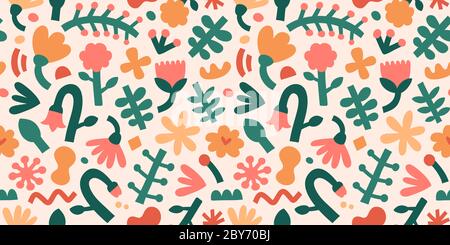 Motif floral contemporain, formes et formes abstraites, texture sans couture, imprimé botanique, abstraction florale, formes de feuilles en timbre Illustration de Vecteur