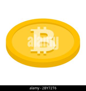 Icône de bitcoin isométrique symbole de paiement. Style 3d coloré. Logo crypto-monnaie. Illustration isolée sur fond blanc Illustration de Vecteur