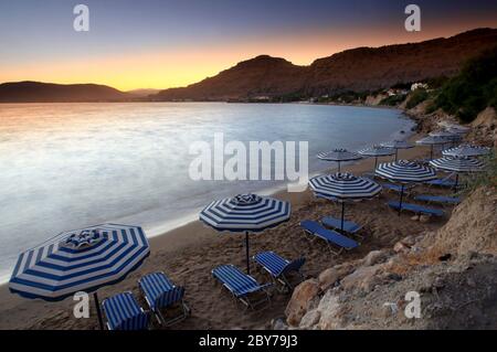 Coucher de soleil méditerranéen à Pefkos Banque D'Images