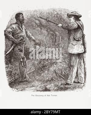 La capture de NAT Turner. NAT Turner, 1800 - 1831 ans, était un Afro-américain né en esclavage qui a provoqué une rébellion contre les blancs slavedétenteurs. Après l'échec du soulèvement, il a été suspendu. Après une illustration du XIXe siècle. Banque D'Images