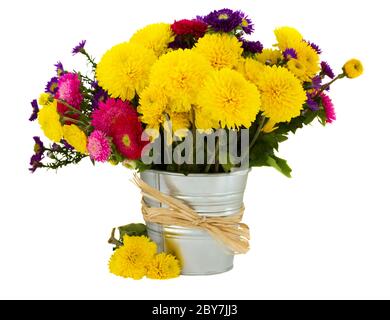 Bouquet d'aster et de mamans dans un vase Banque D'Images