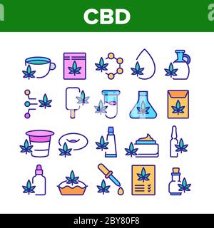 CBD Cannabis Collection icônes définir vecteur Illustration de Vecteur