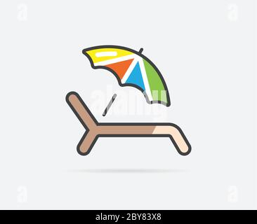 L'illustration vectorielle du lit de soleil peut être utilisée comme logo ou icône Illustration de Vecteur