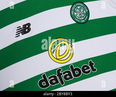 Gros plan sur le maillot domicile Celtic FC 2019/20 Banque D'Images