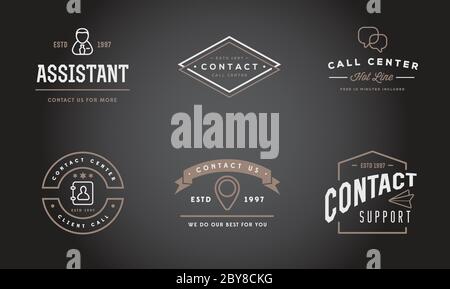 Ensemble d'éléments de service et d'assistance pour nous contacter peut être utilisé comme logo ou icône en qualité supérieure Illustration de Vecteur