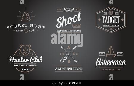 Ensemble de Vector Hunting Camping Sport éléments l'illustration peut être utilisée comme logo ou icône en qualité supérieure Illustration de Vecteur