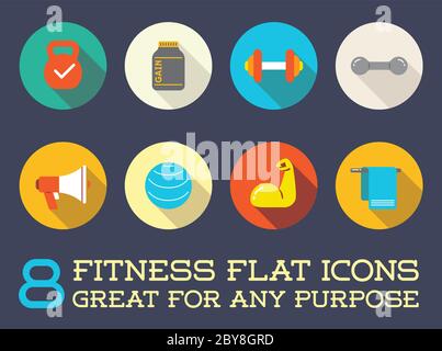 Ensemble de Vector Fitness aérobic gym éléments et icônes de forme physique Illustration peut être utilisé comme logo ou icône dans le style de la forme d'icônes de qualité supérieure Illustration de Vecteur