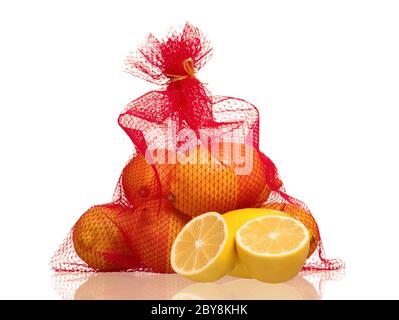 Les citrons en sac net Banque D'Images
