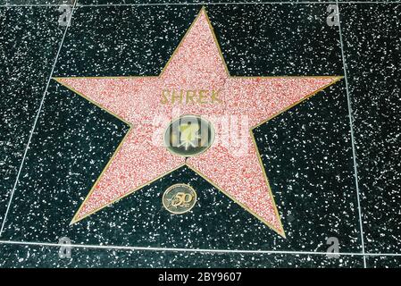 Une étoile dédiée à Sherk sur le Walk of Fame de Hollywood. Le Walk of Fame est un célèbre trottoir dans le quartier de Hollywood de Los Angeles (Californie), Banque D'Images