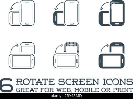 Faites pivoter les icônes de smartphone, de téléphone cellulaire ou de tablette définies dans Vector Illustration de Vecteur
