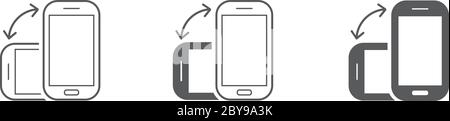 Faites pivoter les icônes de smartphone, de téléphone cellulaire ou de tablette définies dans Vector Illustration de Vecteur