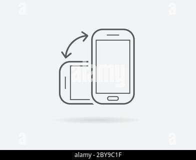 Faites pivoter les icônes de smartphone, de téléphone cellulaire ou de tablette dans Vector Illustration de Vecteur