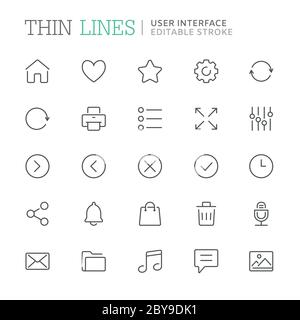 Ensemble d'icônes de ligne liées à l'interface utilisateur. Contour modifiable Illustration de Vecteur
