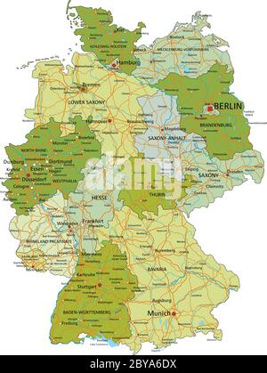 Allemagne - carte politique modifiable très détaillée avec des couches séparées. Illustration de Vecteur