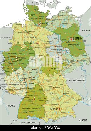 Allemagne - carte politique modifiable très détaillée avec des couches séparées. Illustration de Vecteur