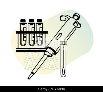 Test PCR - essai nasal d'écouvillon nasal et buccal pour COVID-19 - Icon AS eps 10 File. Illustration de Vecteur