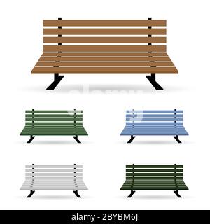 banc en cinq couleurs sur fond blanc Illustration de Vecteur