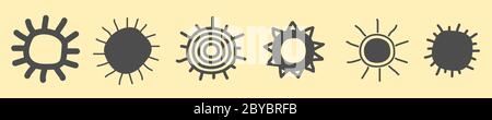 Icônes de soleil dessinées à la main Illustration de Vecteur