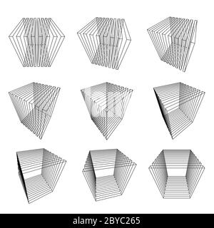 collection d'éléments de conception abstraits composés de cubes ou de fragments de cubes et de formes géométriques dans différentes positions Illustration de Vecteur