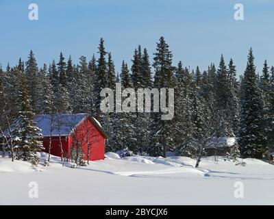 chalet en bois en laponie Banque D'Images