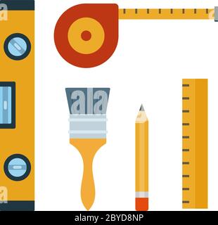 Un jeu d'outils pour la réparation et la construction à plat isolé Illustration de Vecteur