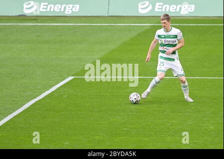 Michal Nalepa de Lechia vu en action pendant le match polonais Ekstraklasa entre Lechia Gdansk et Cracovie au stade Energa.(score final; Lechia Gdansk 1:3 Cracovie) Banque D'Images