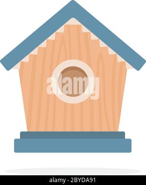 Vecteur en bois isolé plat de maison d'oiseaux Illustration de Vecteur