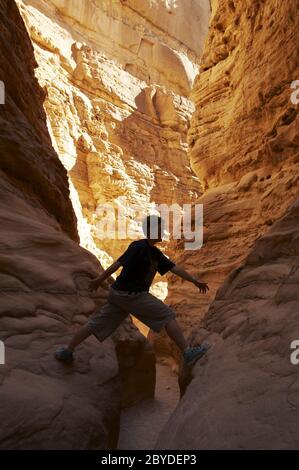 Fille sur le canyon Banque D'Images